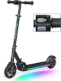 SmooSat E9 PRO Elektroroller, mit Bunter Regenbogenlicht, 5 Meilen Reichweite, LED-Anzeige, Einstellbare Geschwindigkeit und H?he, Faltbarer f¨¹r Kinder von 8-12 Jahren