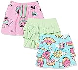 Amazon Essentials Mädchen Scooter-Röcke aus Strick mit Rüschen (Früher Spotted Zebra), 3er-Pack, Grün, Donut/Wassermelone, 10 Jahre